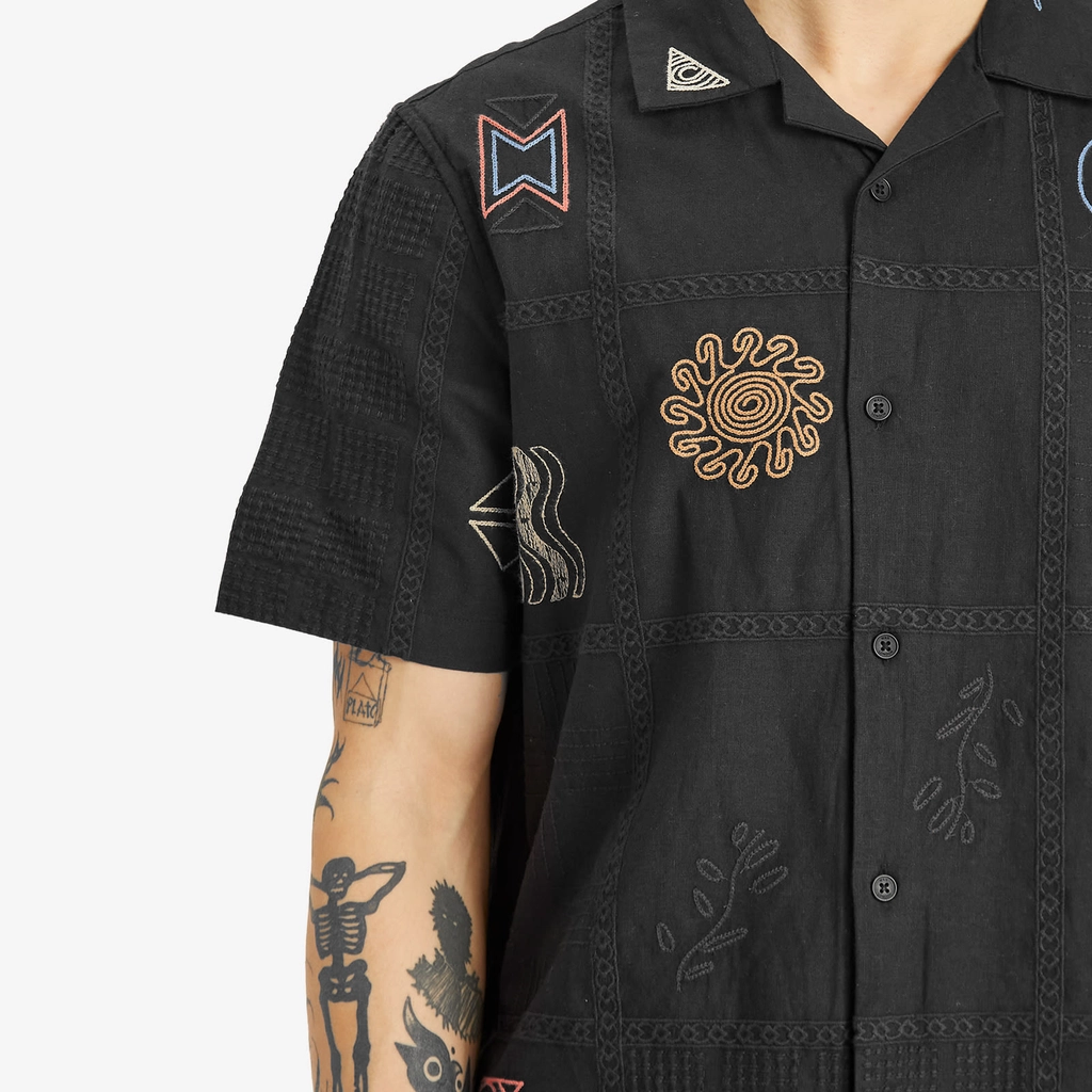 Wax London Men's Didcot Doodle Embroidery Vacation Shirt Navy/Multi